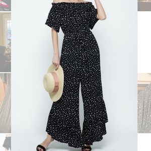 Blue B speckled Polka Dot Jumpsuit